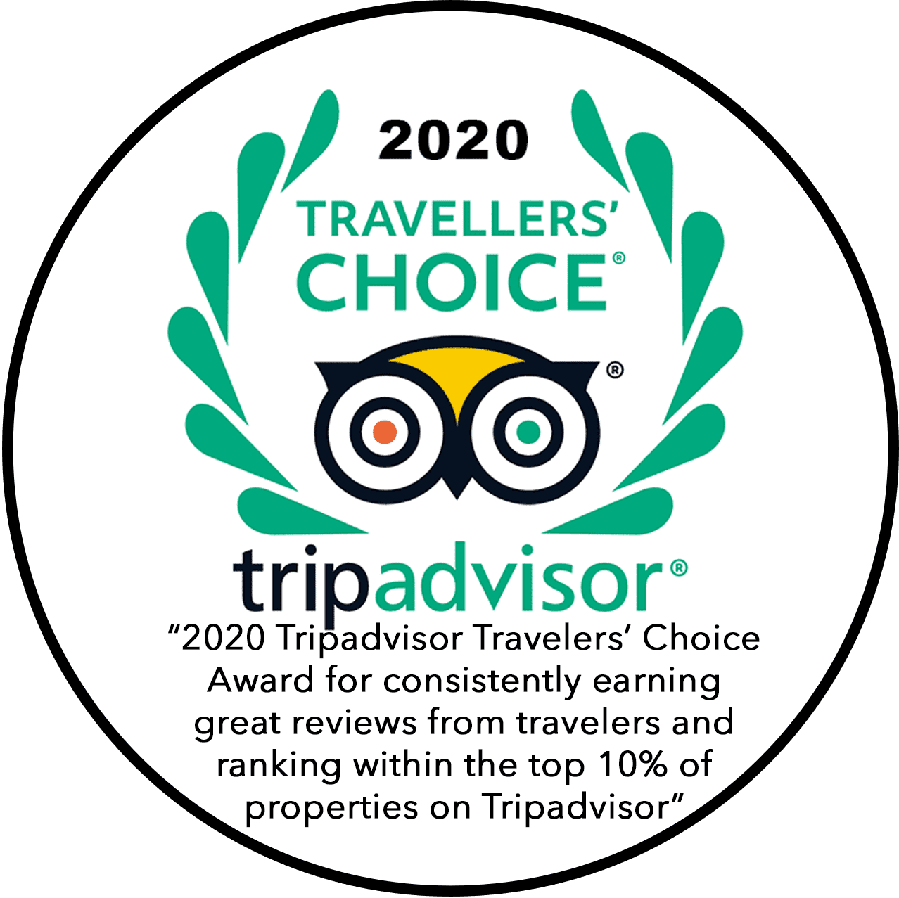 A tripadvisor award for the 2 0 1 9 travelers ' choice